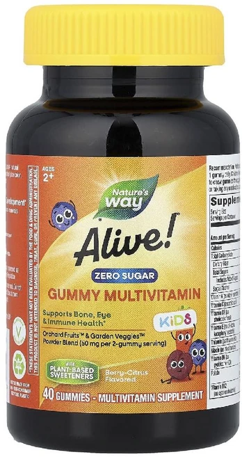네이처스웨이 어린이 종합비타민 2세 이상용 Alive! 베리 시트러스 구미젤리 40개 - 쿠팡