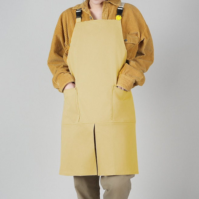 빅사이즈 방수 트임 앞치마 사이즈 조절 45인치까지, 1개, 머스타드