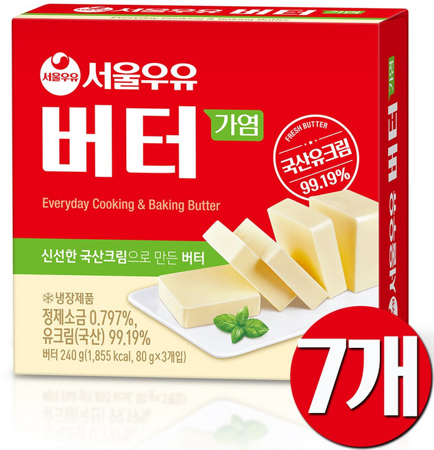 서울우유 버터240g(가염), 7개, 240g
