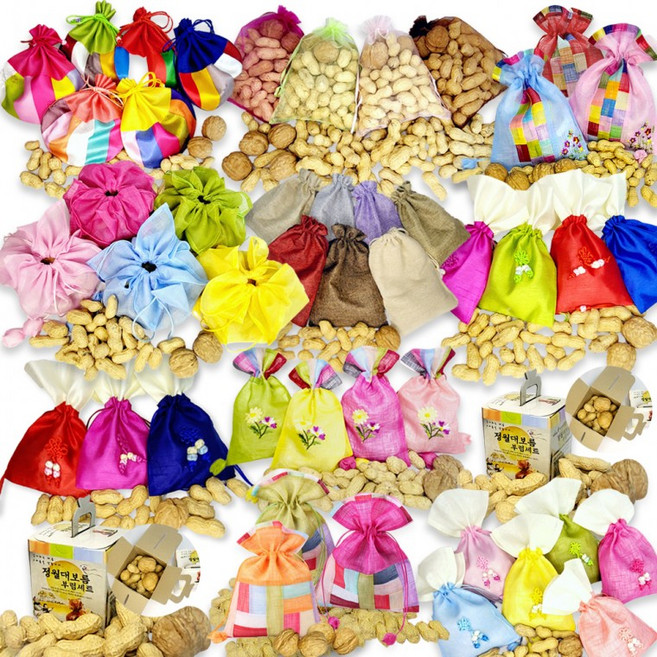 정월대보름 부럼 모음 피땅콩 호두 견과류 부럼세트 주머니 _809811EA, 망사주머니 피땅콩50g 호두2알