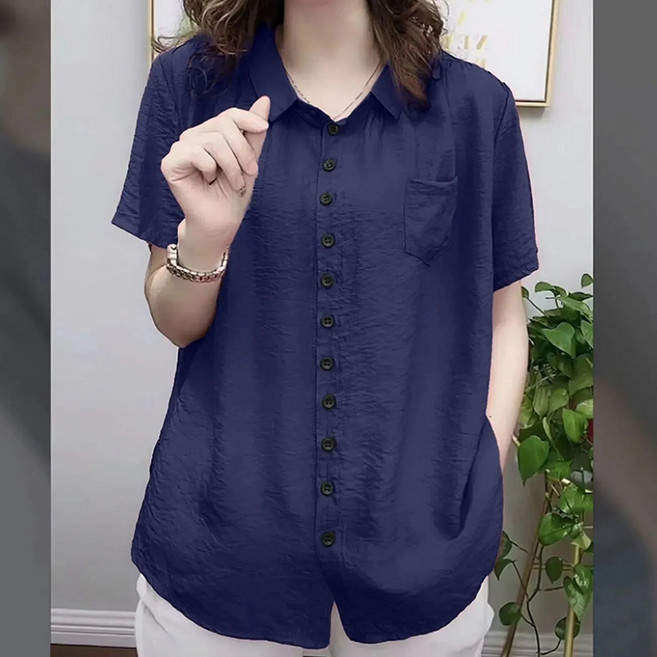 swygsqql 프리미엄 엄마 빅사이즈 반팔티셔츠 상의 중년 여성복 반팔 오버핏 셔츠