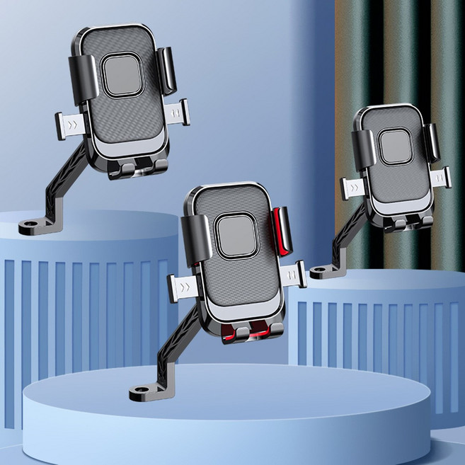 電動車手機支架摩托自行車導航支架騎手手機車載電瓶車防震手機架, 1個, 如圖, 089摩托車 高質量升級版【後視鏡款】