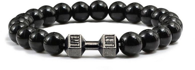 천연 화산석 팔찌 남성용 매트 블랙 레이브 화이트 비즈 참 아령 스트랜드 여성 바벨 피트니스 쥬얼리