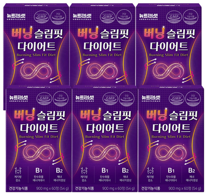 뉴트리셋 체지방 다이어트 유산균 HCA 차전자피 배합 보조제, 6개, 60정