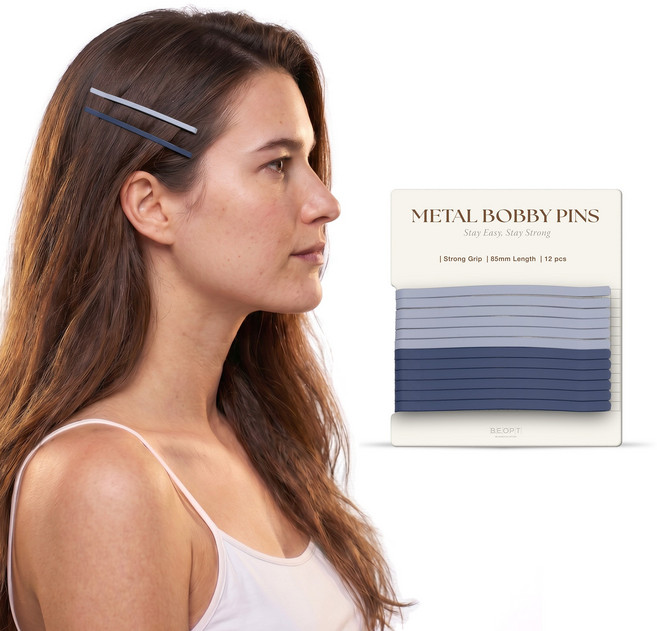 비옵트 메탈 일자 실핀 롱사이즈 12P 납작핀