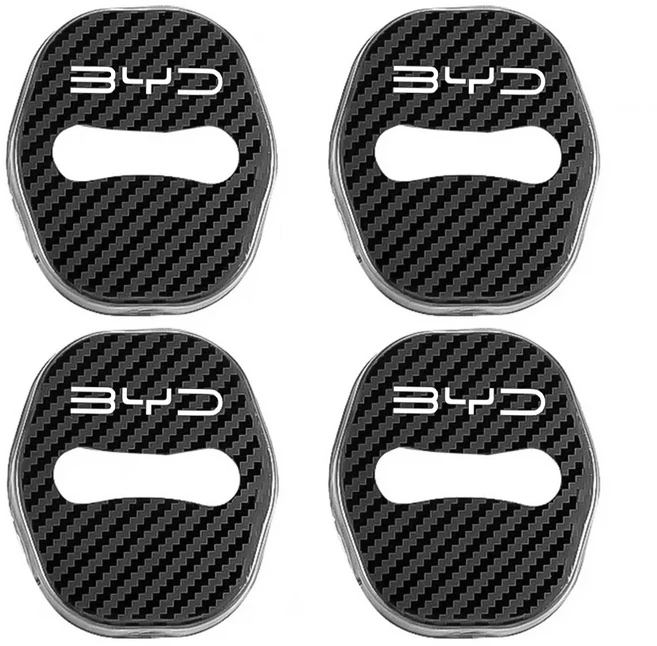 BYD Atto 3 Yuan Plus Dolphin Seal Song 차량용 도어 잠금 버클 강력한 보호 완벽방수 4개, 02 Carbon fiber