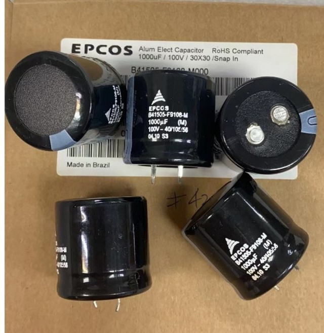 EPCOS 1000uF 100V 30X30mm 高壓鋁質電解電容器 嵌入式, 1個