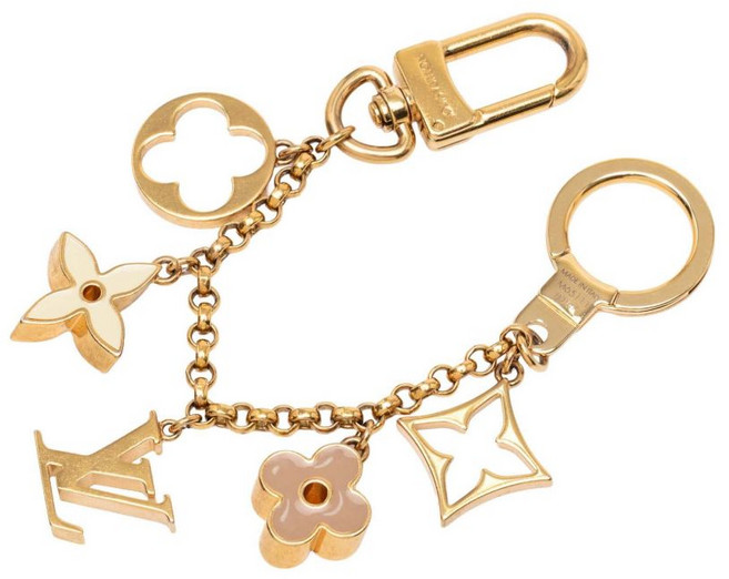 루이 비통 중고 2017 골드 도금 플레르 드 모노그램 백 참 키체인