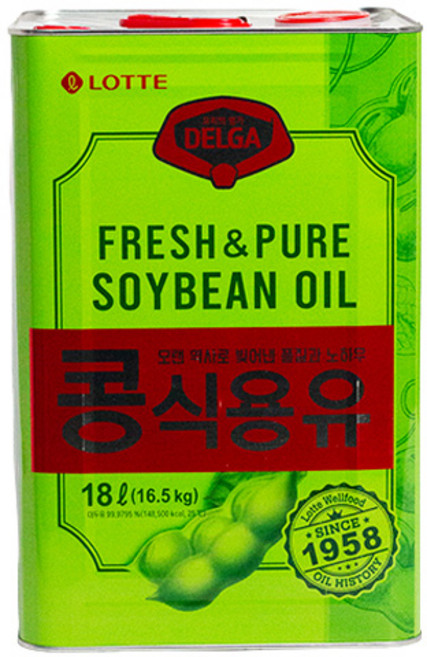 롯데 델가 콩식용유 대두유 업소용 대용량, 18L, 1개