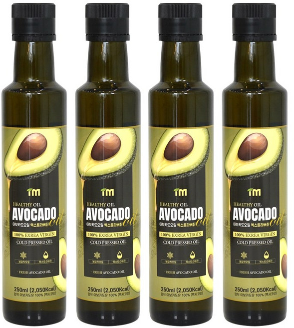 아임 최상급 HASS품종 냉압착 엑스트라버진 아보카도오일, 4개, 250ml