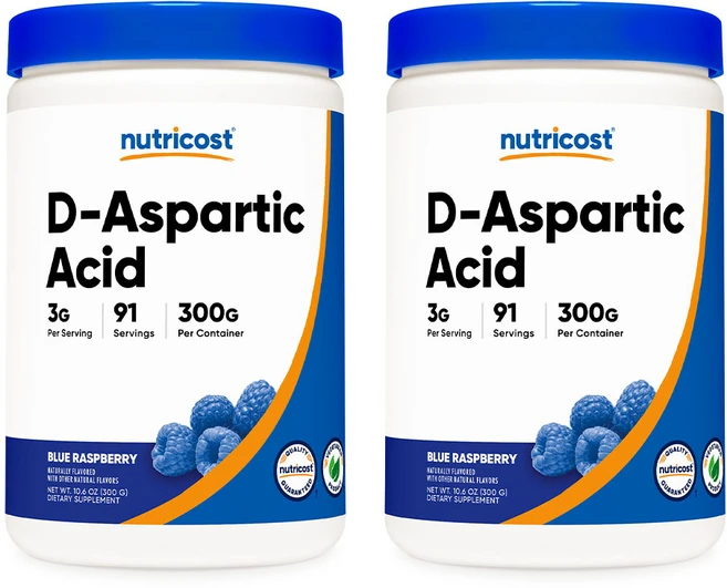 뉴트리코스트 D-아스파르트 애시드 (DAA) 파우더 300g 블루 라즈베리맛 2병, 91회분, 2개 - 쿠팡