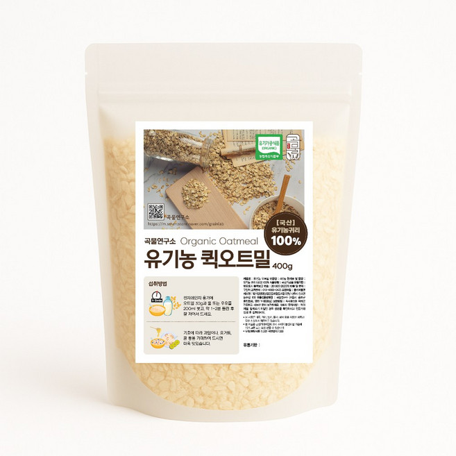 곡물연구소 국산 유기농 퀵오트밀 400g, 1개