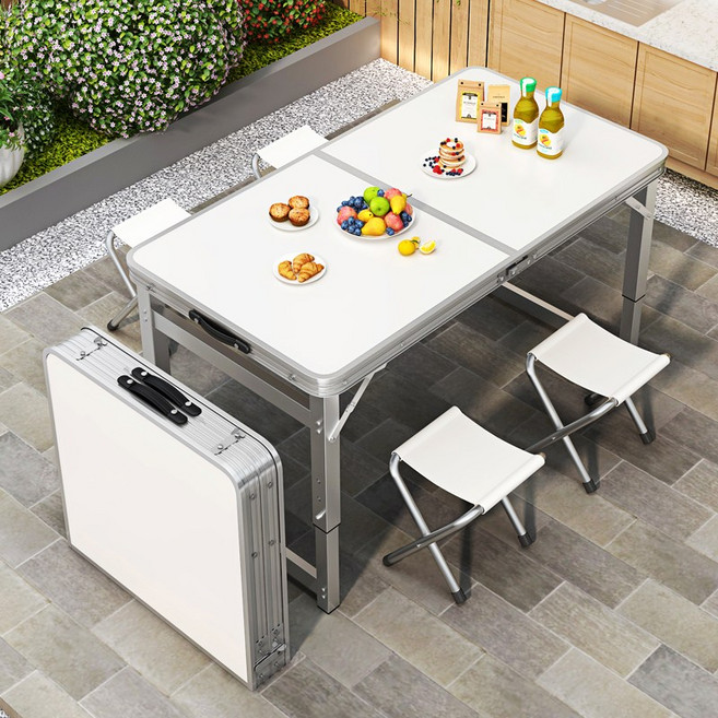 페이셜비 접이식 테이블 휴대용 접이식테이블 높이조절 캠핑테이블, 화이트, 2인용