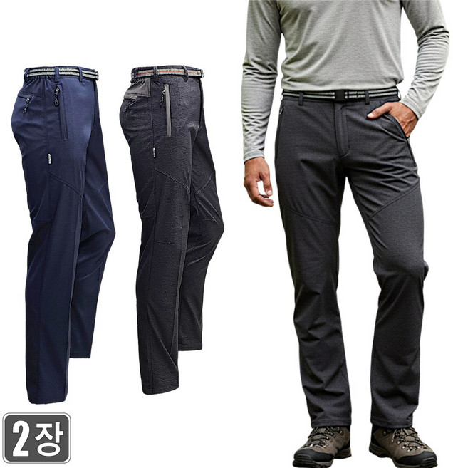 1+1웨어몬 봄가을 남성 805A 지퍼스판바지 일상 등산 골프 아웃도어팬츠