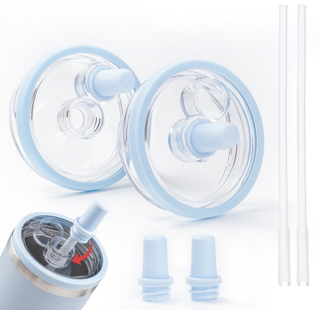 [1+1]텀블러 뚜껑 1.18L/887ml/591ml호환 세척 간편 세균방지 밀폐뚜껑, 1세트, 591ml, 스카이블루