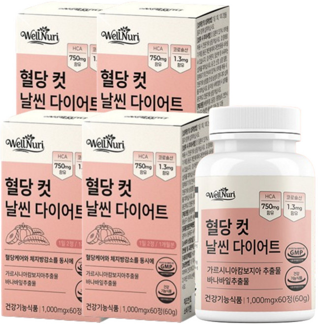 내장지방감소 혈당컷 날씬 다이어트 웰누리, 4개, 60정