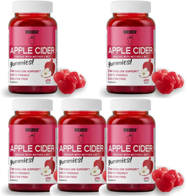 Weider 바이더 사과식초 애플사이다비니거 구미 코코넛오일 B군 케토 다이어트, 5개, 50정