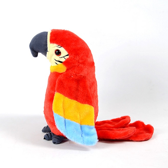 서하의집 따라쟁이 말하는 앵무새 작동동물인형, 23cm, 레드, 1개