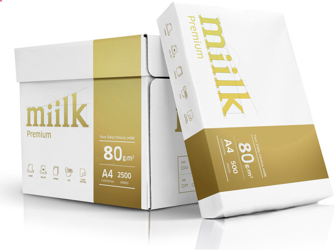 miilk 프리미엄 복사용지 백색 80g, A4, 2500개