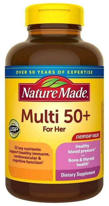 네이처메이드 여성 멀티비타민 50세이상 Nature Made Multi Vitamin For her 50+ Tablets, 1개, 250정 - 쿠팡