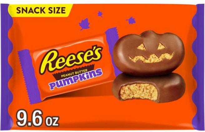 Reese's 초콜릿 리세스 밀크 스낵 사이즈 피넛 버터 호박 할로윈 캔디 백 9.6온스, Reese's 초콜릿 리세스 밀크 스낵 사이즈 피넛 버
