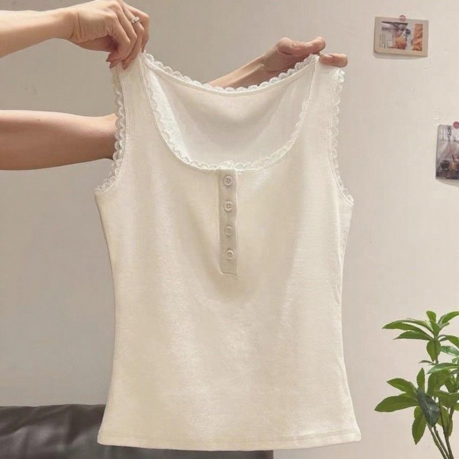 해피유통 여름 여성 라운드넥 슬리브리스 심플핏 데일리 이너 나시