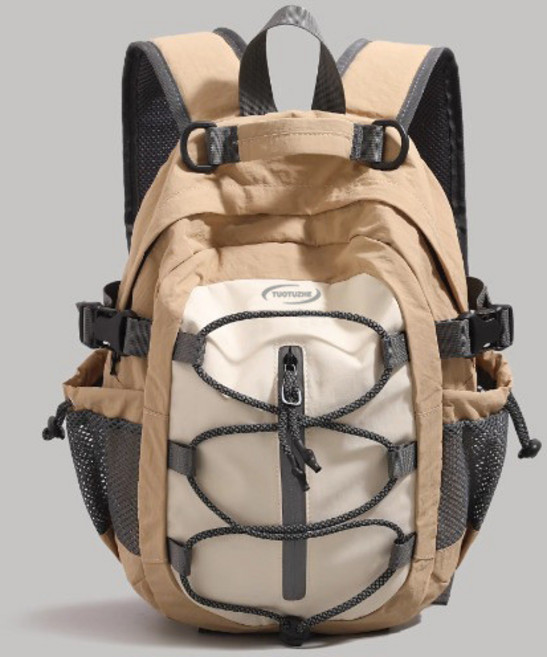 戶外徒步運動登山包 休閒後背包 短途旅行背包 女男通用 旅行登山裝備 學生通勤書包 日常外出背包 戶外探險包, 卡其色小号