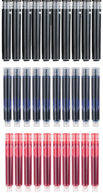 새로이 서예 캘리그라피 붓펜 붓글씨 브러시 펜, 잉크팩블랙10+레드10+블루10