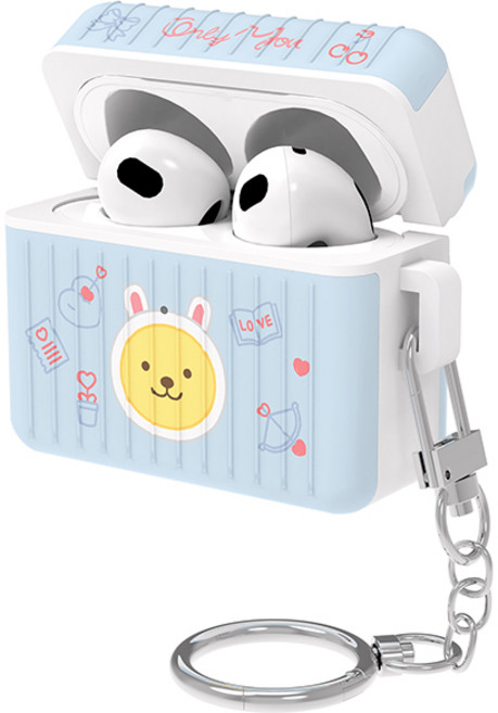 리틀카카오프렌즈 스윗 리틀 하트 블루투스 이어폰 캐리어 콤보 케이스, 에어팟3, 1개