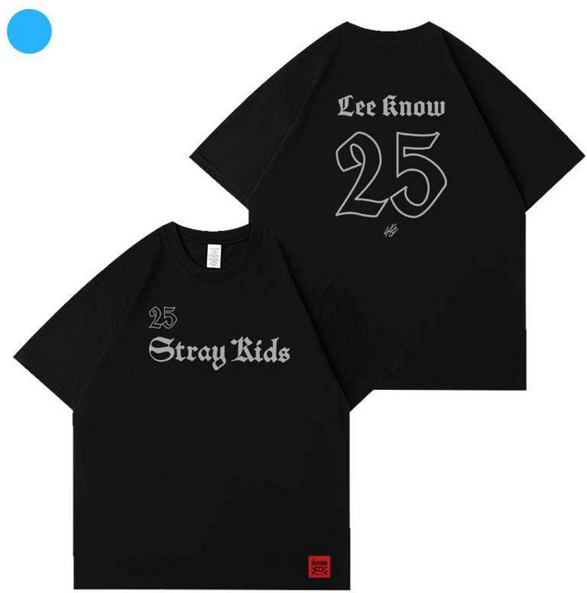 Stray Kids dominATE 周邊 短袖T恤, 1個, 李旻浩25-黑色2XL 建議150-170斤