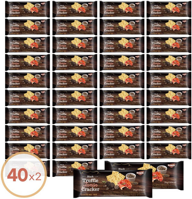 Snapik 블랙 트러플 하몽 크래커 고급 스낵 맥주 와인 안주 과자, 29g, 80개