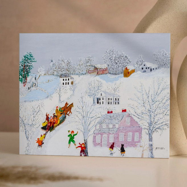 힐링인테리어 그랜드마 모지스 풍경 명화 대형그림 캔버스액자 거실 아이방 시리즈 24종 13-24, 18.분홍집겨울풍경