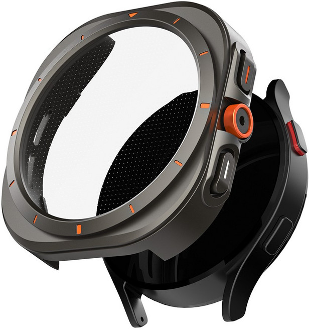 갤럭시워치 풀커버 강화유리 울트라 스타일 케이스 커버, 티타늄그레이, 1개