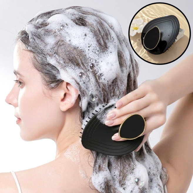 리빙다이스 시원자극 간편사용 샴푸 브러쉬, 1개, 블랙