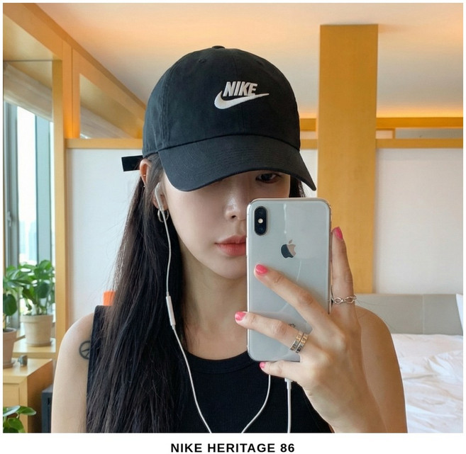 나이키 모자 헤리티지86 퓨추라 워시드 커플 야구 볼캡 씨밀레 패드 증정, 1개, 블랙