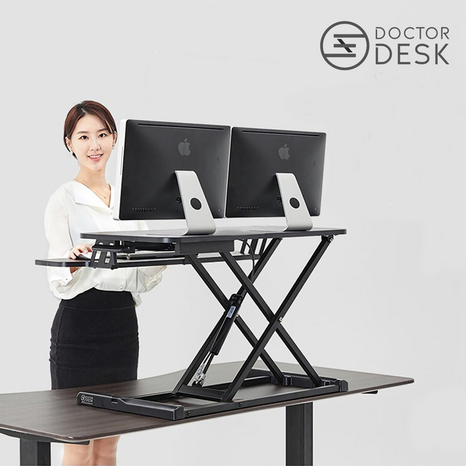 닥터데스크 스탠딩 모션 데스크 / 서서 일하는 높이 조절 책상 모니터 2대 거치, 듀얼오토(전동식)