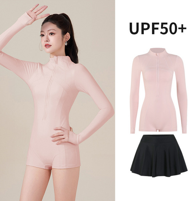 女士長袖防曬UPF50+連體衝浪游泳衣水母衣, M