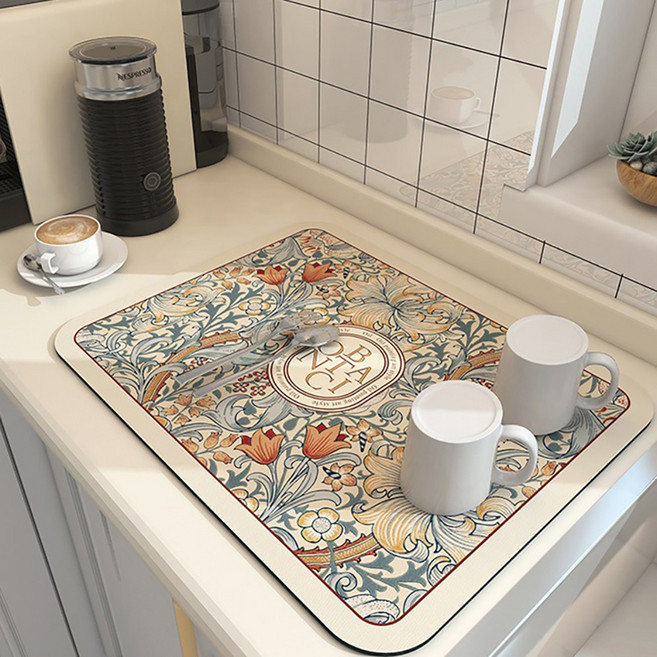리빙쉘 럭셔리 주방용 씽크대 규조토 식기건조 매트 40X50, 앨리스드림