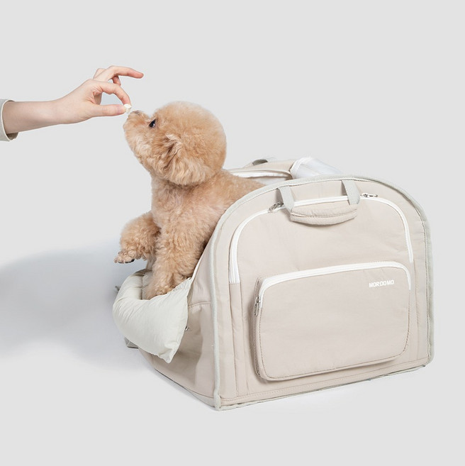 몰도모 강아지 이동 앞가방 애견 산책 백팩 마카롱멀티캐리어, 1개, 크림