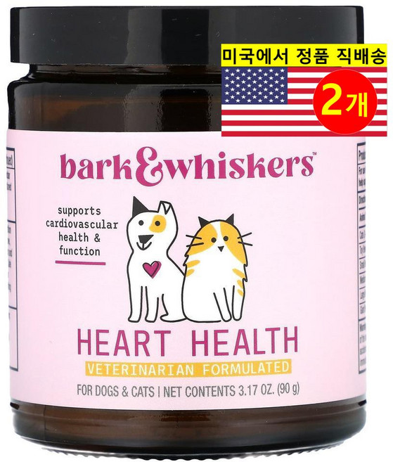 Dr. Mercola 강아지 고양이용 심혈관 심장 기능 건강 괸리 보충제 90g 1개, 2개