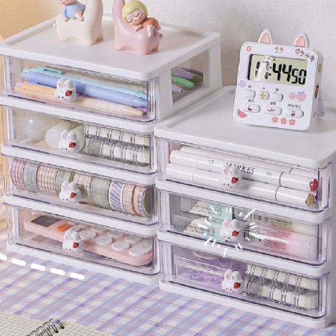 다용도 미니서랍장 수납정리함 책상위 서랍 수납함 다용도수납함 미니정리함 책상위서랍, 2단, 화이트(2단)