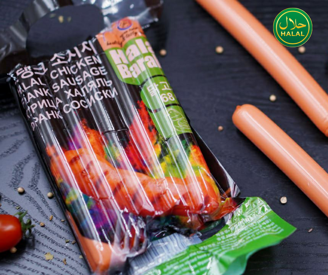 Yes!Global Halal Chicken Frank Sausage 할랄 닭고기 소시지 프랭크 소세지 (Baraka 500g) 후랑크소시지, 500g, 1개