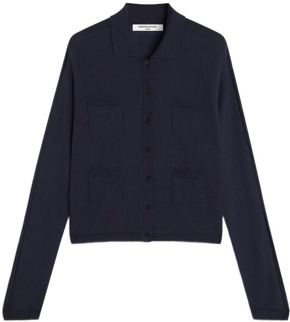 메종키츠네 logo-embroidered pocket-detail cardigan