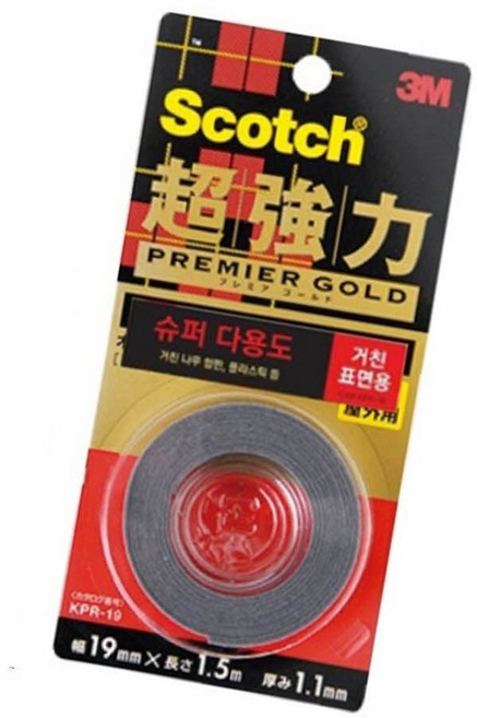 3M 스카치 초강력 폼 양면 테이프 KPR-19 (19mm x1.5M) 다용도 거친표면용, 1개