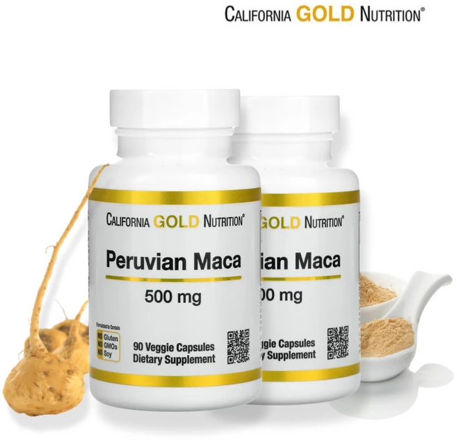 [1+1] CGN 캘리포니아골드뉴트리션 마카 500mg 90베지 캡슐 maca 페루마카 뿌리, 2개, 90정 - 쿠팡