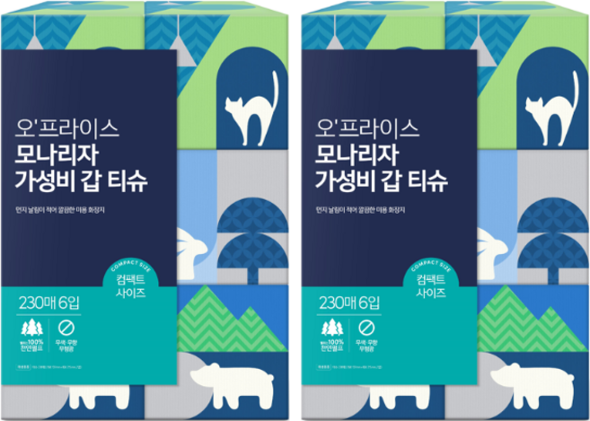 오프라이스 모나리자 가성비 갑 컴팩트티슈 230매*6입, 6개입, 2개