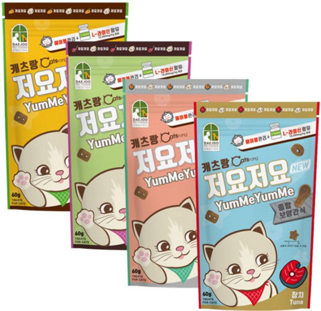 캐츠랑 저요저요 고양이 보양간식 4종 콤보 60g, 닭고기, 양고기, 연어, 참치, 5세트