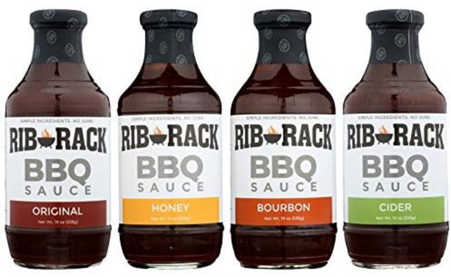 립 랙 BBQ 소스 버라이어티 팩: 오리지널 스위트 허니 Rib Rack BBQ Sauce Variety Pack: Original Sweet Honey Southern, 4개, 1ml