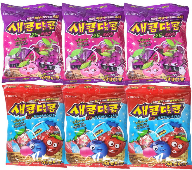 대박과자/대박쿠폰/새콤달콤 200g x 6봉지(포도복숭아3봉지+딸기블루베리소다향3봉지)/대용량 간식