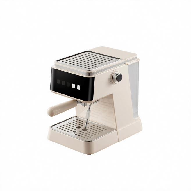 意式半自動咖啡機 1300W 20Bar 帶壓力錶, 白色觸控歐規220V, 1個, 220ml